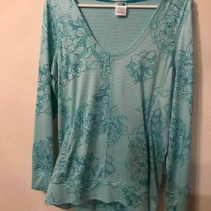 North Face activewear blue shirt flowers
